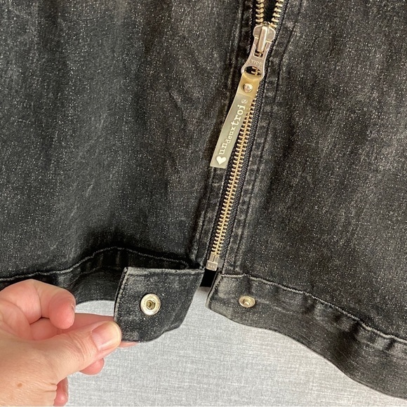 Un Deux Trois Denim Jacket Sz 28 Black Stonewash Zipper Front - Picture 6 of 10